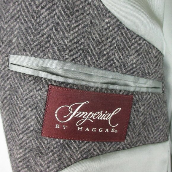Imperial by Haggar 40 Men's Tweed Sport Coat Blazer Jacket Gray Herringbone Wool - Picture 8 of 8